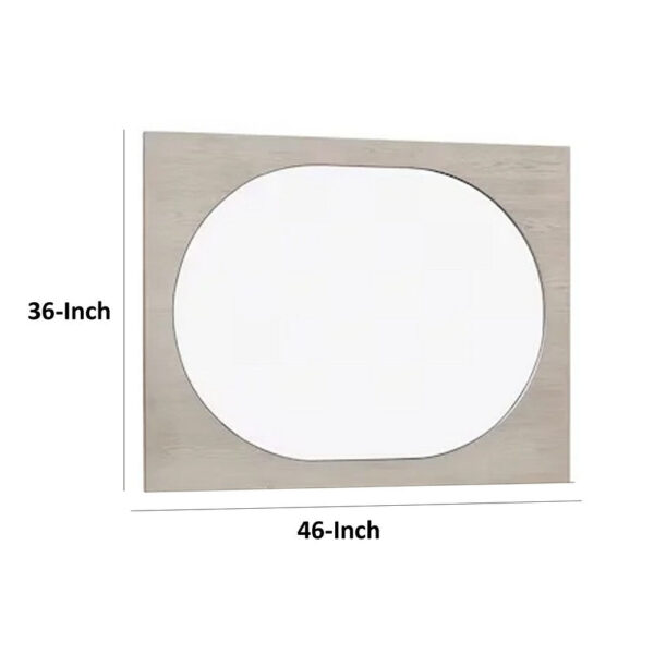 Celly Mirror, Round Beveled Edges, White Oak Solid Rubberwood 36x46