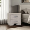 Celly Nightstand with USB Ports and 2 Drawers, Modern White Oak Wood