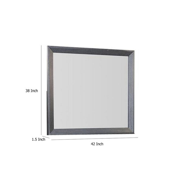 Kizie Dresser Mirror, Classic Weathered Black Solid Rubberwood 42 Inch