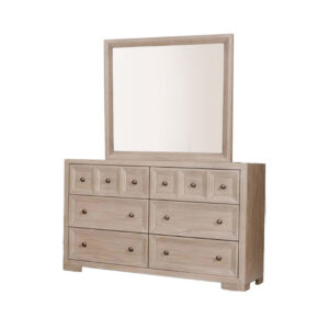 Kizie Dresser Mirror, Modern Classic Oak Beige Solid Wood, 42 Inch