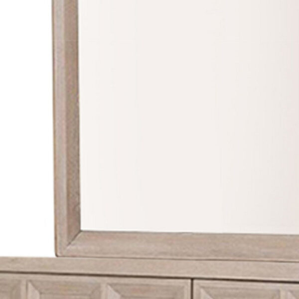 Kizie Dresser Mirror, Modern Classic Oak Beige Solid Wood, 42 Inch