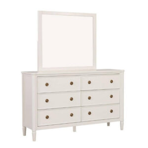 Alta Dresser Mirror, Classic French Design, White Solid Wood, 40 Inch