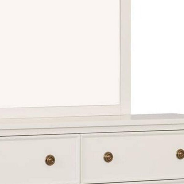 Alta Dresser Mirror, Classic French Design, White Solid Wood, 40 Inch
