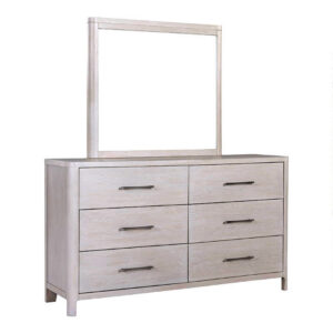 Reham Dresser Mirror, White Wash Brown Solid Wood, Oak Veneer, 38x42