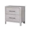 Reham Nightstand, 2 Drawers, USB A-C, White Wash Brown Wood, 27 Inch