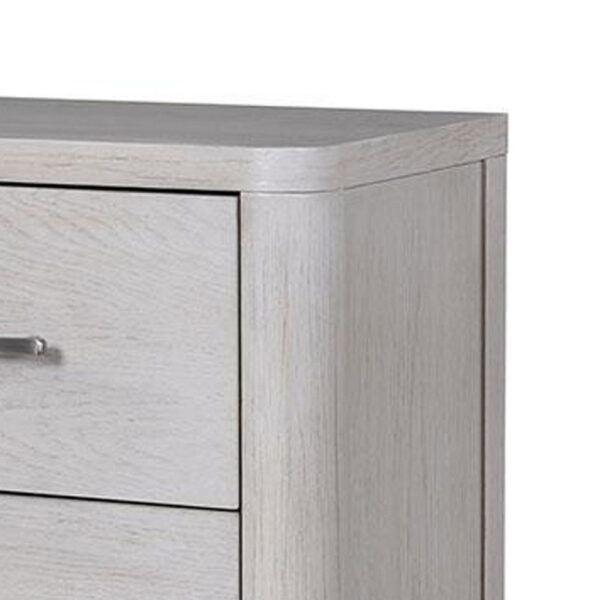 Reham Nightstand, 2 Drawers, USB A-C, White Wash Brown Wood, 27 Inch