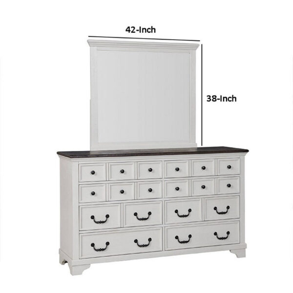 1502202669924213c11f7.jpeg Hamps Dresser Mirror, White Solid Wood, Subtle Frame Details, 38x42