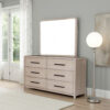 Giva Dresser Mirror, Rounded Edges, Natural Oak Beige Solid Wood 37x40