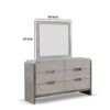 Rizvi Wall Mount Dresser Mirror, Beveled Accent, Gray Solid Wood 36x40