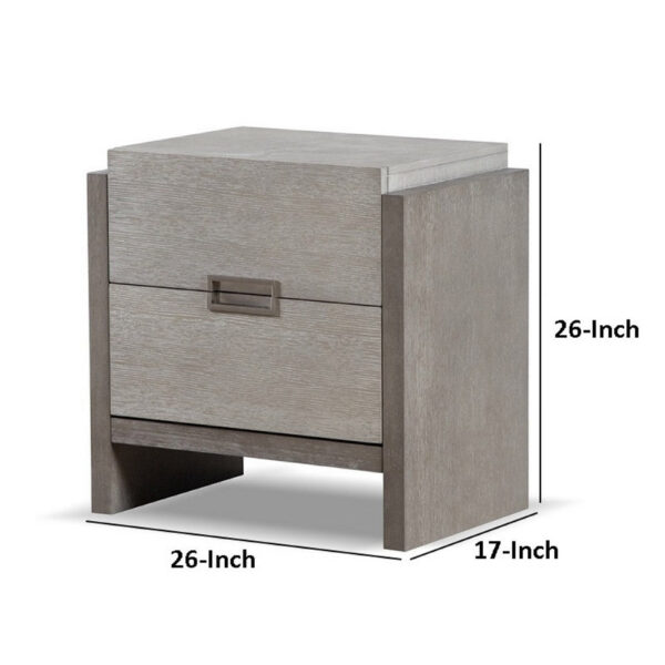 Rizvi Nightstand, 2 Drawers, Dustproof Cases, Gray Solid Wood 26 Inch