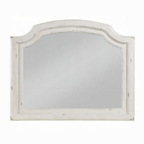 Wall Mount Dresser Mirror, Beveled Glass, 38x47, Rustic Washed White
