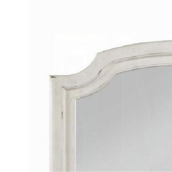 Wall Mount Dresser Mirror, Beveled Glass, 38x47, Rustic Washed White