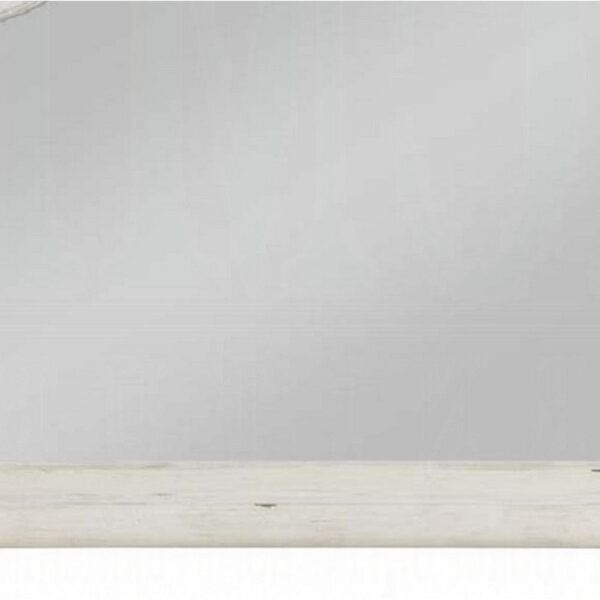 Wall Mount Dresser Mirror, Beveled Glass, 38x47, Rustic Washed White