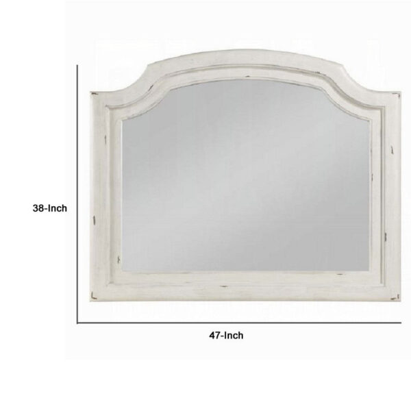Wall Mount Dresser Mirror, Beveled Glass, 38x47, Rustic Washed White
