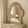 Ally Vanity Mirror, 46x46, Scrolled Carved Classic Details, White Wood