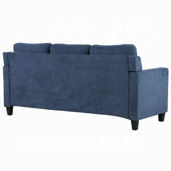 Royi Sofa, Track Armrest, 78 Inch, Blue Fabric Seat w Tufted Backrest