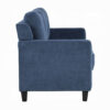 Royi Sofa, Track Armrest, 78 Inch, Blue Fabric Seat w Tufted Backrest