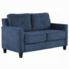 Royi Loveseat, Track Armrest, 58 Inch, Blue Fabric w Tufted Backrest