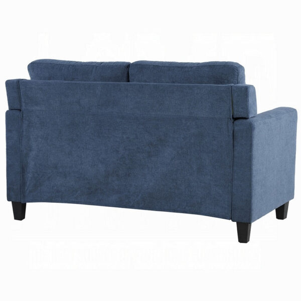 Royi Loveseat, Track Armrest, 58 Inch, Blue Fabric w Tufted Backrest