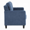 Royi Loveseat, Track Armrest, 58 Inch, Blue Fabric w Tufted Backrest