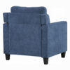 Royi Accent Chair, Track Armrest, Blue Fabric Seat w Tufted Backrest