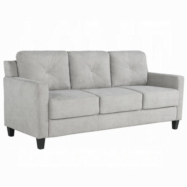 Royi Sofa, Track Armrest, 78 Inch, Gray Fabric Seat w Tufted Backrest