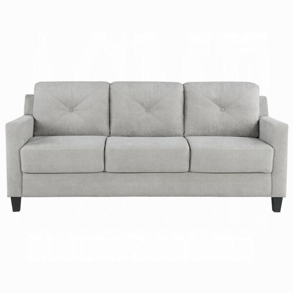 Royi Sofa, Track Armrest, 78 Inch, Gray Fabric Seat w Tufted Backrest