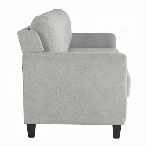 Royi Sofa, Track Armrest, 78 Inch, Gray Fabric Seat w Tufted Backrest