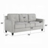 Royi Sofa, Track Armrest, 78 Inch, Gray Fabric Seat w Tufted Backrest