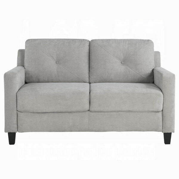 150220266992435cdfcf0.jpeg Royi Loveseat, Track Armrest, 58 Inch, Gray Fabric w Tufted Backrest