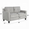 15022026699243618396e.jpeg Royi Loveseat, Track Armrest, 58 Inch, Gray Fabric w Tufted Backrest