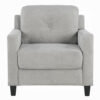 Royi Accent Chair, Track Armrest, Gray Fabric Seat w Tufted Backrest