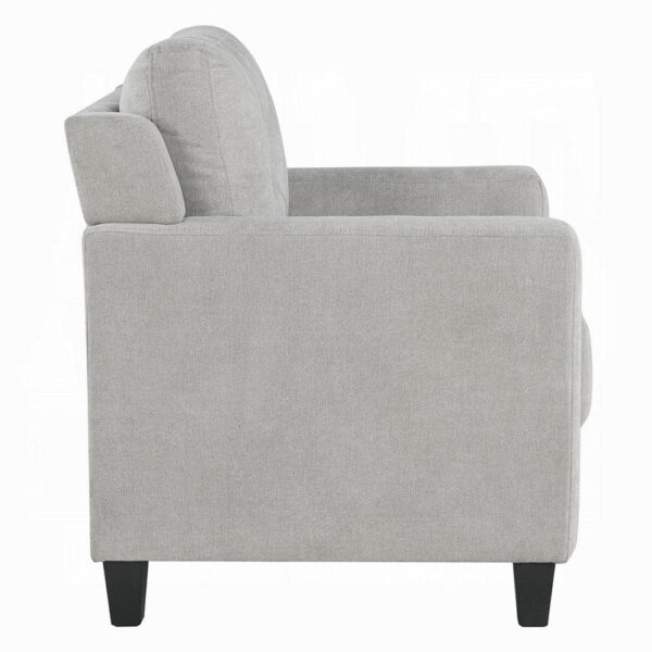 Royi Accent Chair, Track Armrest, Gray Fabric Seat w Tufted Backrest
