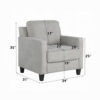 Royi Accent Chair, Track Armrest, Gray Fabric Seat w Tufted Backrest
