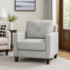 Royi Accent Chair, Track Armrest, Gray Fabric Seat w Tufted Backrest