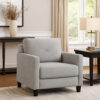 Royi Accent Chair, Track Armrest, Gray Fabric Seat w Tufted Backrest