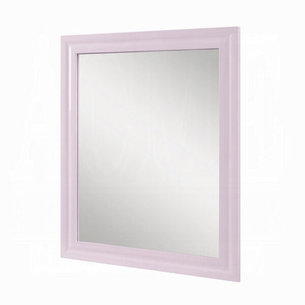 Tyra Accent Dresser Mirror, Sleek Square Wood Frame, 34x39 Glossy Pink