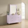Tyra Accent Dresser Mirror, Sleek Square Wood Frame, 34x39 Glossy Pink