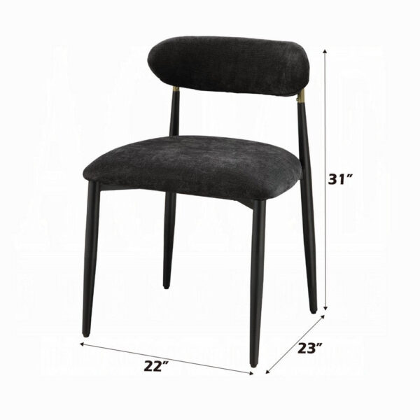 15022026699243c83ccad.jpeg Vonn Side Dining Chair Set of 2, Black Chenille, Curved, Metal Legs
