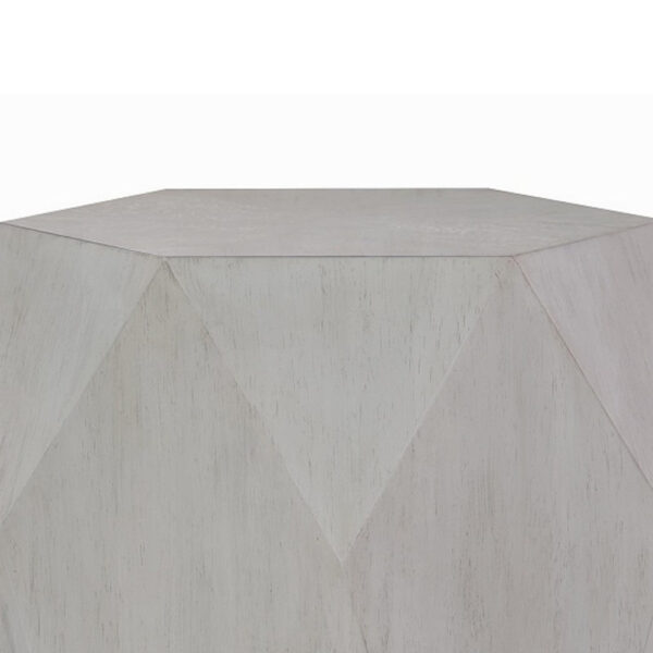 150220266992442134dc3.jpeg Hano Side End Table, White Rubberwood, 22 Inch, Geometric Design Body