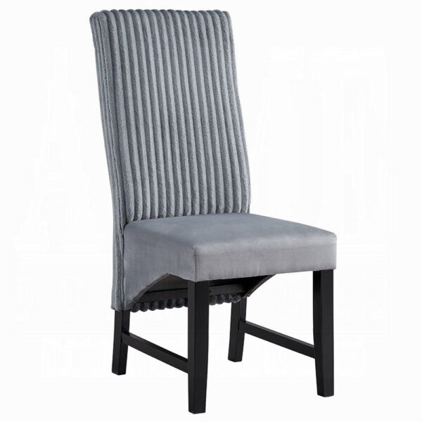 Jory Dining Chair Set of 2, Padded Seat n Back, Gray Corduroy, Black