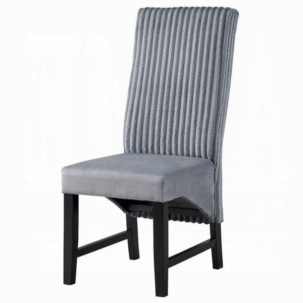 Jory Dining Chair Set of 2, Padded Seat n Back, Gray Corduroy, Black