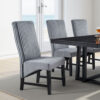 Jory Dining Chair Set of 2, Padded Seat n Back, Gray Corduroy, Black