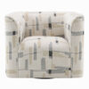 Lenu Swivel Accent Sofa Chair, Beige Pattern Fabric, Boxy Padded Seat