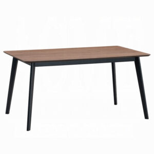 Bery Dining Table, 59 Inch Rectangular Brown Top, Scandinavian Black