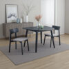 Rory Dining Table, 43 Inch Half Moon Top, Scandinavian Black Wood