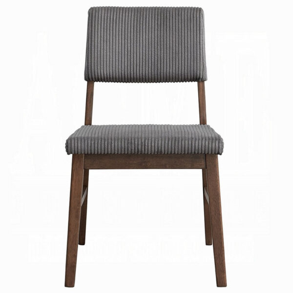 Koen Dining Side Chair Set of 2, Dark Gray Corduroy, Walnut Brown