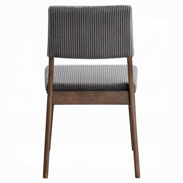 Koen Dining Side Chair Set of 2, Dark Gray Corduroy, Walnut Brown