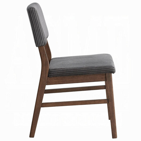 Koen Dining Side Chair Set of 2, Dark Gray Corduroy, Walnut Brown