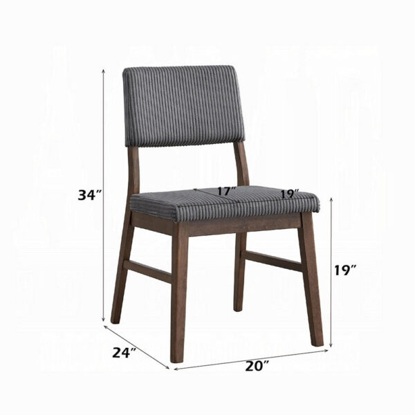 Koen Dining Side Chair Set of 2, Dark Gray Corduroy, Walnut Brown